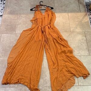 BCBGMaxAzria Women's Orange/Mustard Yellow Jumpsuit